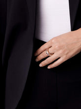 Load image into Gallery viewer, The grand rose garden signet ring, gold and clear
