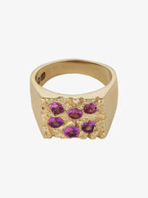 Load image into Gallery viewer, The grand rose garden signet ring, gold and pink