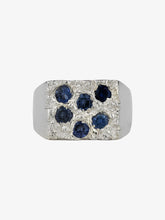 Load image into Gallery viewer, The grand rose garden signet ring, silver and blue