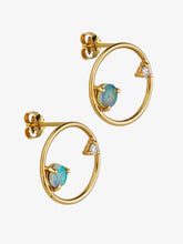 Load image into Gallery viewer, Opal &amp; Diamond Circle Earrings

