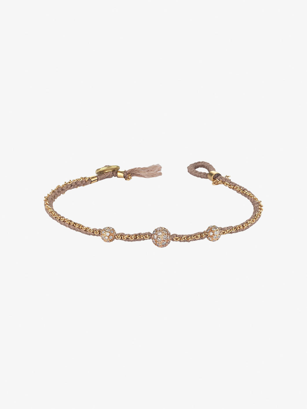 Diamond Globe 3 Silk Gold Bracelet