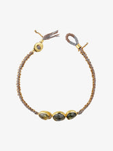 Load image into Gallery viewer, Triple Orbit Halo Sapphire Silk Gold Bracelet
