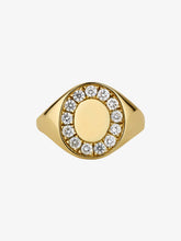 Load image into Gallery viewer, Moment Signet ring with single diamond pavé handcrafted in gold
