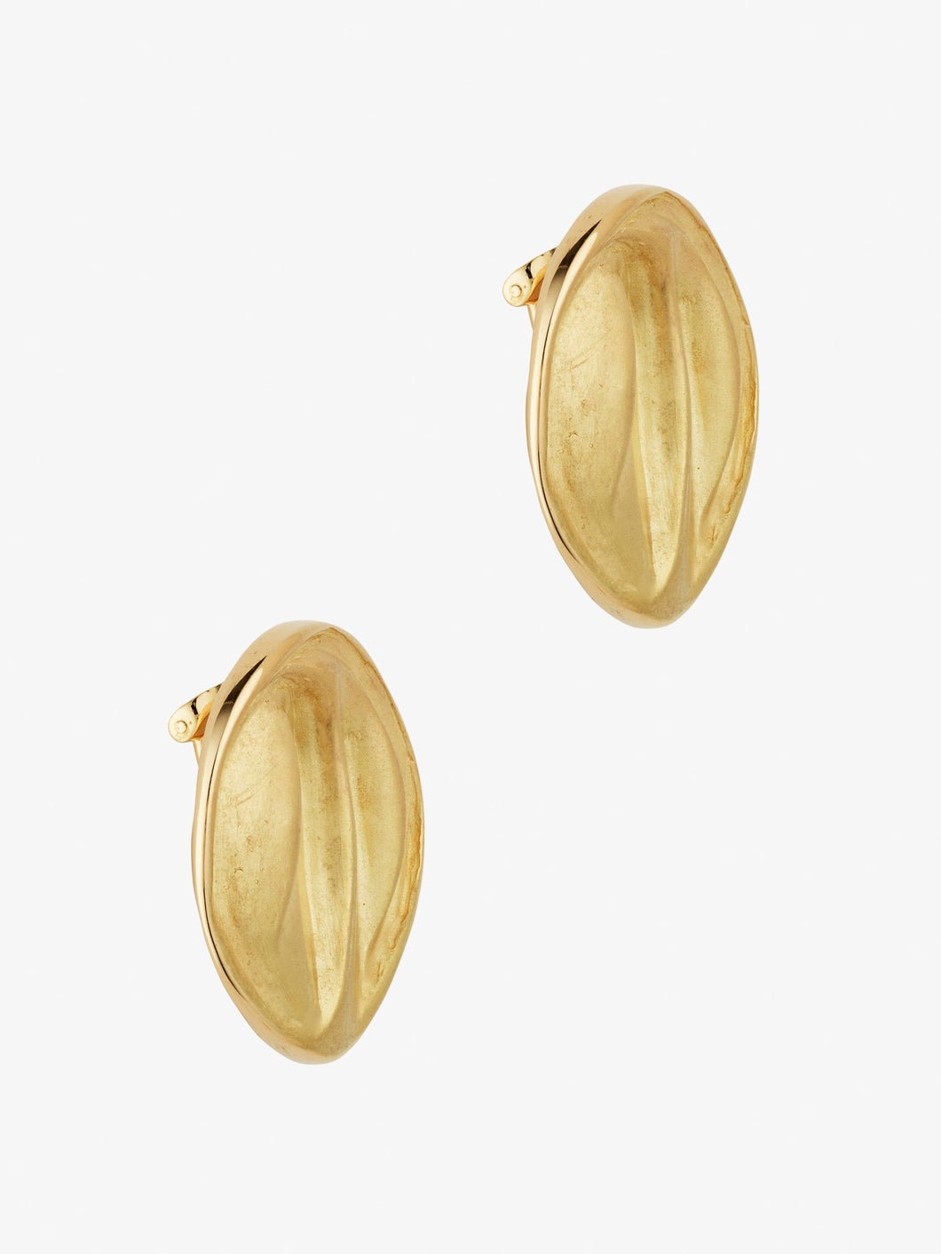 Carved clip-on earrings handcrafted in gold
