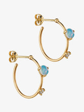 Load image into Gallery viewer, Small Two-step hoops Opal &amp; diamond
