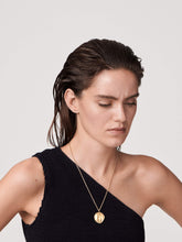 Load image into Gallery viewer, Carved Pendant with chain handcrafted in gold
