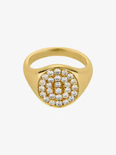 Load image into Gallery viewer, Moment Signet ring with full diamond pavé handcrafted in gold
