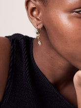 Load image into Gallery viewer, Emerald and diamond earrings
