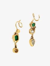 Load image into Gallery viewer, Emerald and diamond earrings
