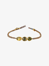 Load image into Gallery viewer, Triple Orbit Halo Sapphire Silk Gold Bracelet
