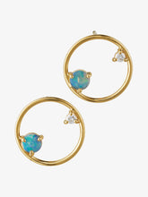 Load image into Gallery viewer, Opal &amp; Diamond Circle Earrings
