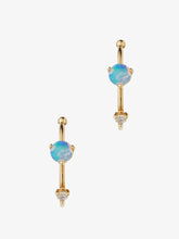 Load image into Gallery viewer, Small Two-step hoops Opal &amp; diamond
