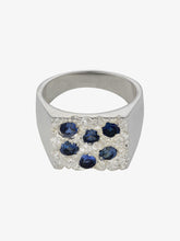 Load image into Gallery viewer, The grand rose garden signet ring, silver and blue
